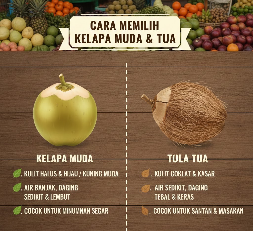 cara memilih kelapa muda tua