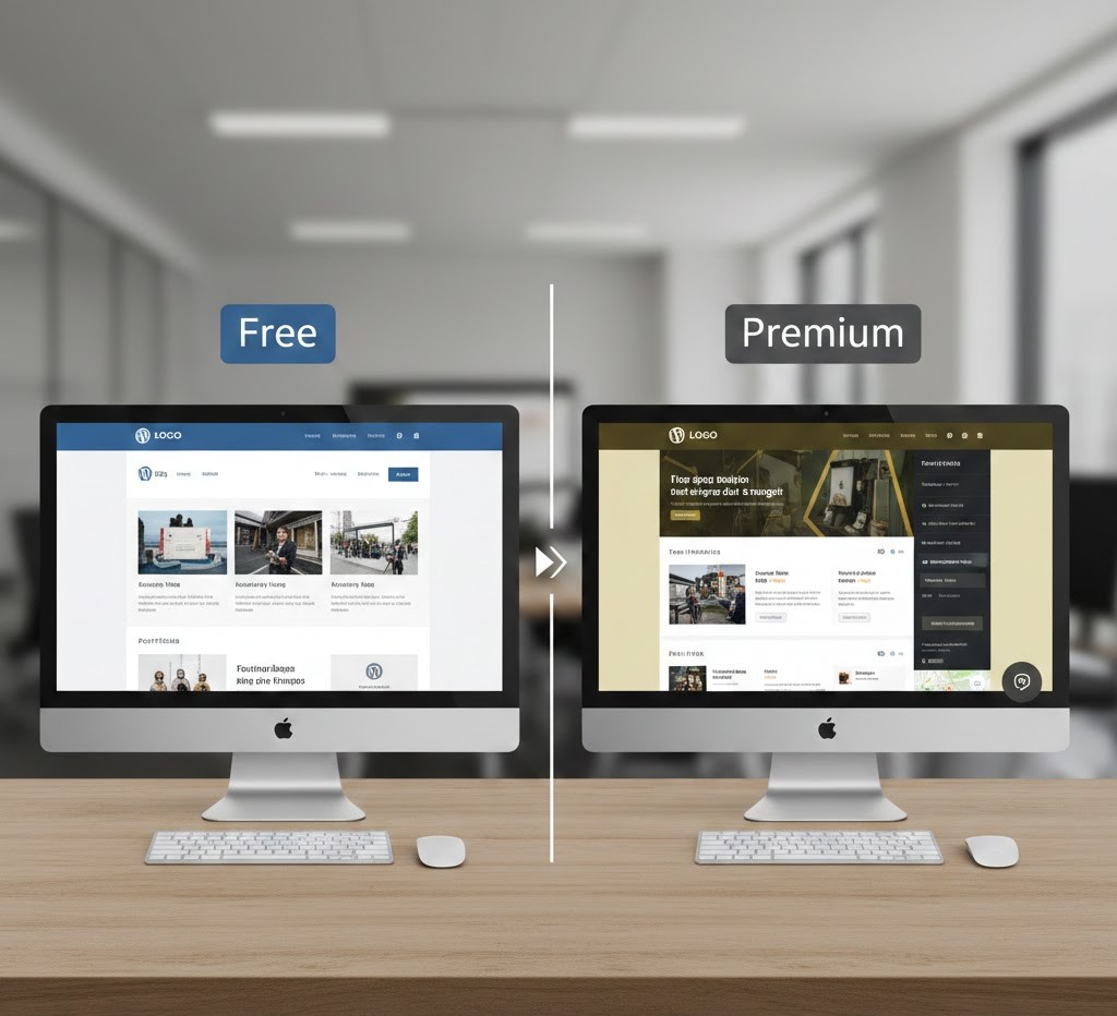 perbedaan tema WordPress gratis & premium